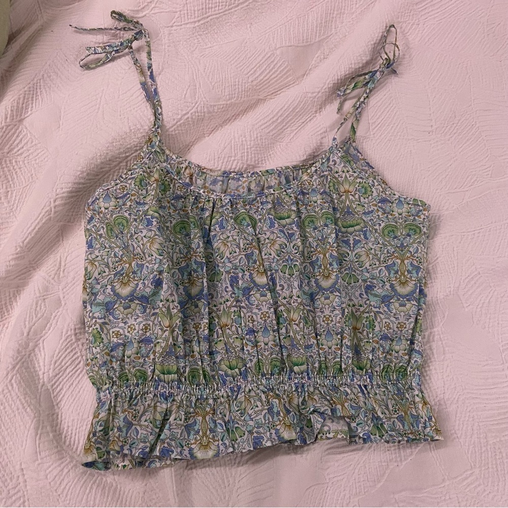 J. crew organic cotton ruffle-waist tank in liberty lodden fabric